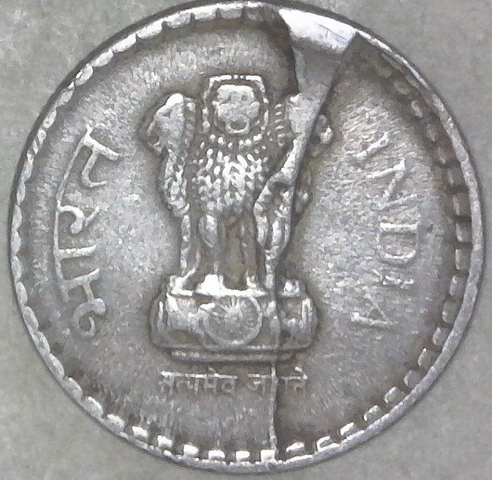 1995-India-5-Rupees-Coin-With-Die-Crack,-RIDB,-And-Cud